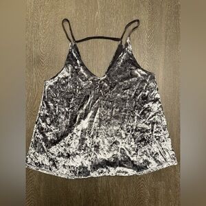 AMERICAN EAGLE GREY / BLACK VELVET TANK TOP - Size XS SKU:435